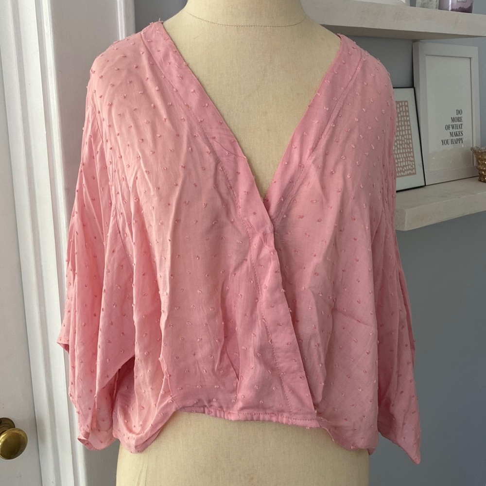 Butterfly sleeve super soft pink blouse